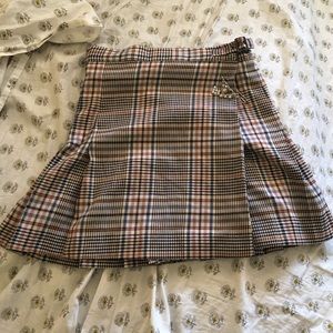 Beige Plaid Wrap Skirt